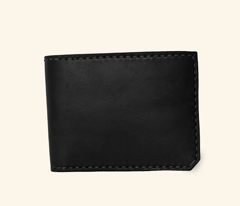 minimalist black leather billfold wallet