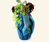 Mega Sculpted Leather Flower Vase - Patchwork Blue