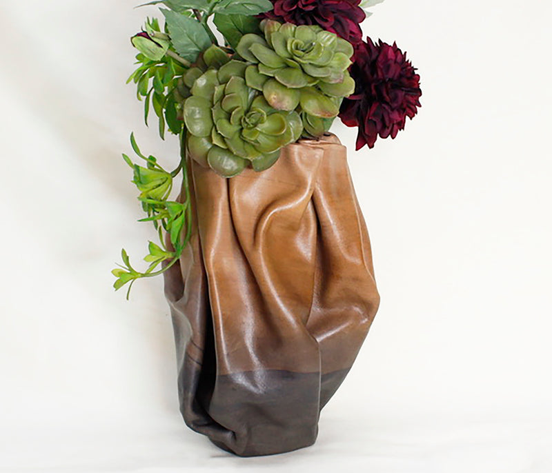 Mega Sculpted Leather Flower Vase - Desert Rock