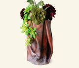 Mega Sculpted Leather Flower Vase - Smoky Red