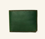 minimalist green leather billfold wallet