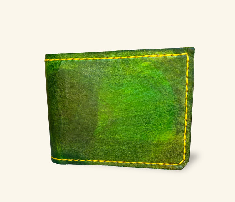 Lime Green Leather Bifold Wallet – Handmade Men's Billfold | Ian James
