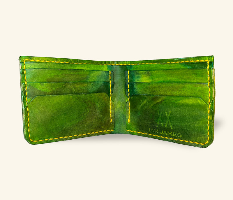 Lime Green Leather Bifold Wallet – Handmade Men's Billfold | Ian James