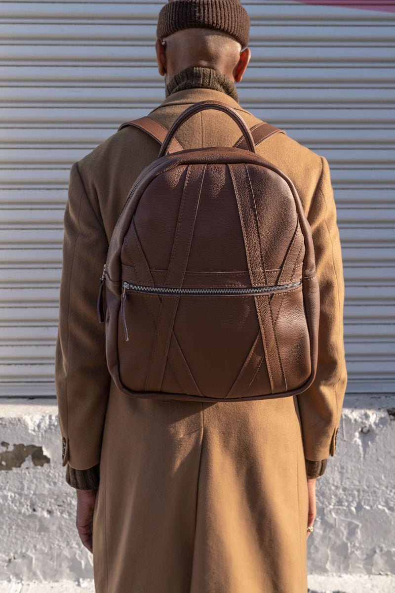 Unisex Brown Leather Daily Commuter Computer Bag Backpack