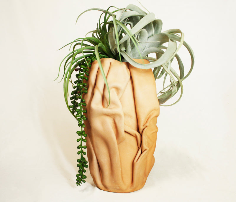 Mega Sculpted Leather Flower Vase