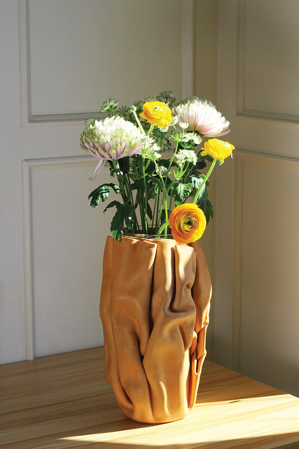 Mega Sculpted Leather Flower Vase - Desert Rock