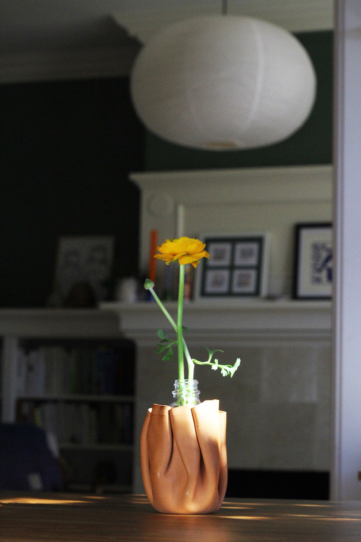 Micro Sculpted Leather Flower Vase