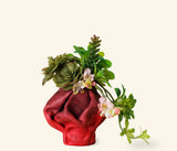 Micro Sculpted Leather Flower Vase - Red Ombre