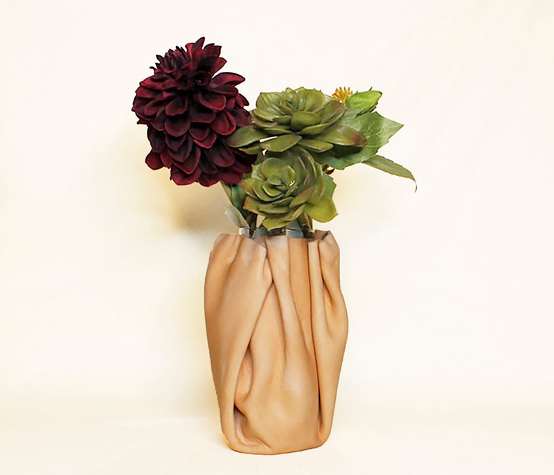 Mini Sculpted Leather Flower Vase