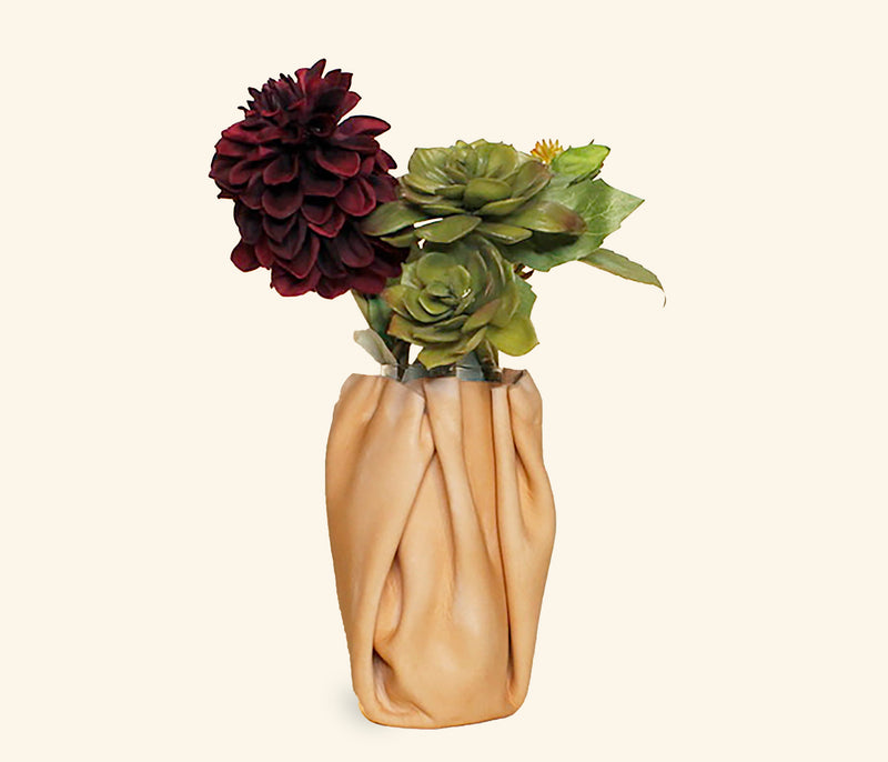 Mini Sculpted Leather Flower Vase