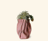 Mini Sculpted Leather Flower Vase - Distressed Pink