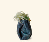 Mini Sculpted Leather Flower Vase - Navy Marble