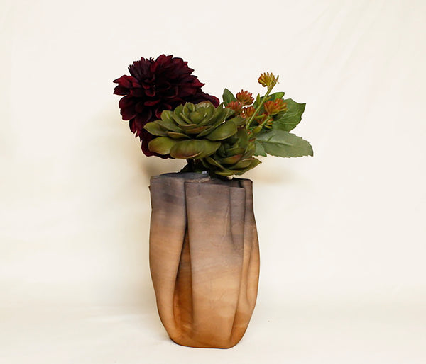 Mini Sculpted Leather Flower Vase - Desert Sand