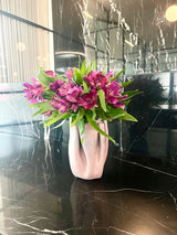 Mini Sculpted Leather Flower Vase - Distressed Pink