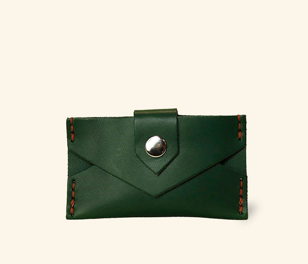 handmade green leather cardholder by Ian James