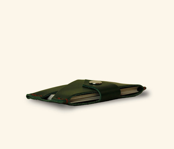 minimalist slim green leather wallet