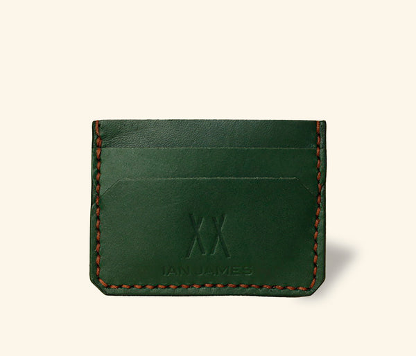 Handcrafted green leather slim cardholder