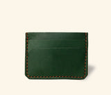 Green vegetable-tanned leather cardholder wallet