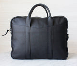 Black Leather Briefcase Messenger Computer Bag