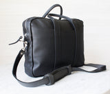 Black Leather Briefcase Messenger Computer Bag